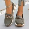 Plus Size Shoes 36-44 Casual Flat Loafers with Metal Buckles Women's Single Shoes Mom Shoes All-Season Loafers