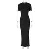 Summer Fashion Round Neck Slim Fit Back Lace Up Long Sleeved Evening Dresses