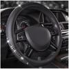 Universal Crystal Rhinestone Leather Steering Wheel Cover Car SUV Truck - Non-Slip Handmade Fashion Accessory