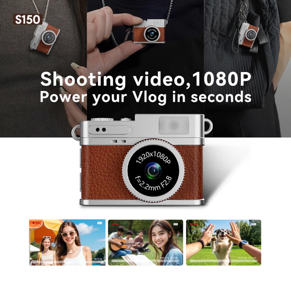 Retro Digital Camera 1080P Pocket Video Recorder with LED Flash Light Portable Small Camera CCD Mini Camcorder Necklace Camera