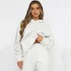 Womens Solid Color Hooded Long Sleeve Sweatshirt Set Casual Street Style Outfit