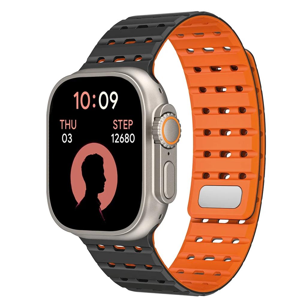 Silicone Magnetic Strap for Apple Watch 38mm 40 41 42 44 45 49 46mm Sports Breathable Wristband iWatch Ultra3 S-11 10 9 8 7 6 5