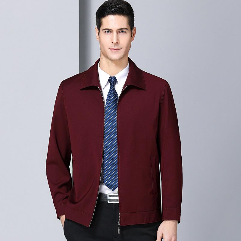 Wool jacket men's spring and autumn new style middle-aged and elderly business casual lapel men's festive red coat daddy wear