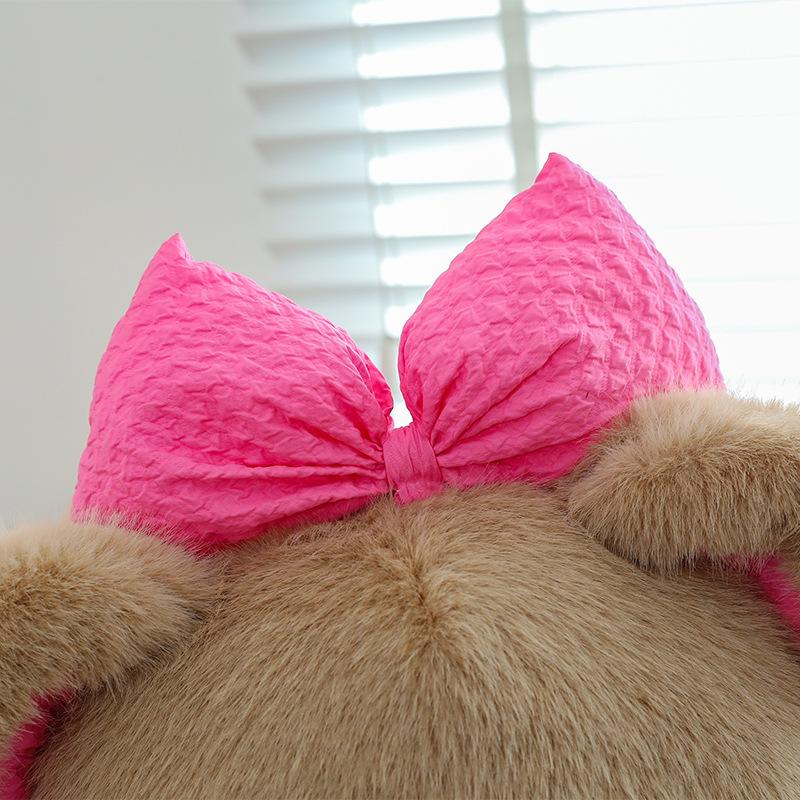Cute Pink Bow Feifei Bear Plush Toy Animal Shape Plush Doll Men and Women Birthday Gift