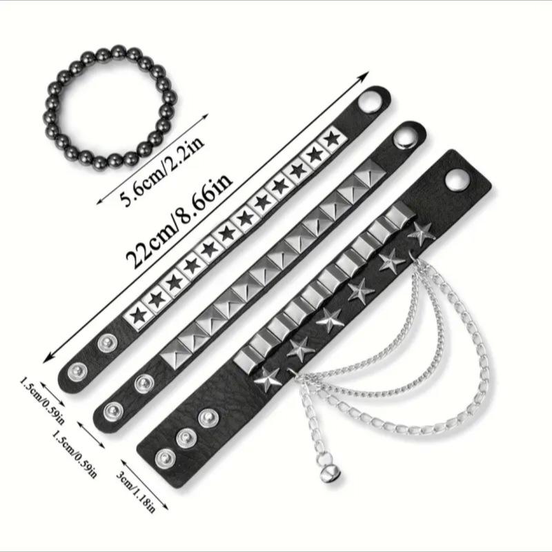 1 Set Punk Bracelets For Men Women Punk Gothic Spike Rivets Pu Leather Bracelet Bangles Hip Hop Party Jewelry Gift