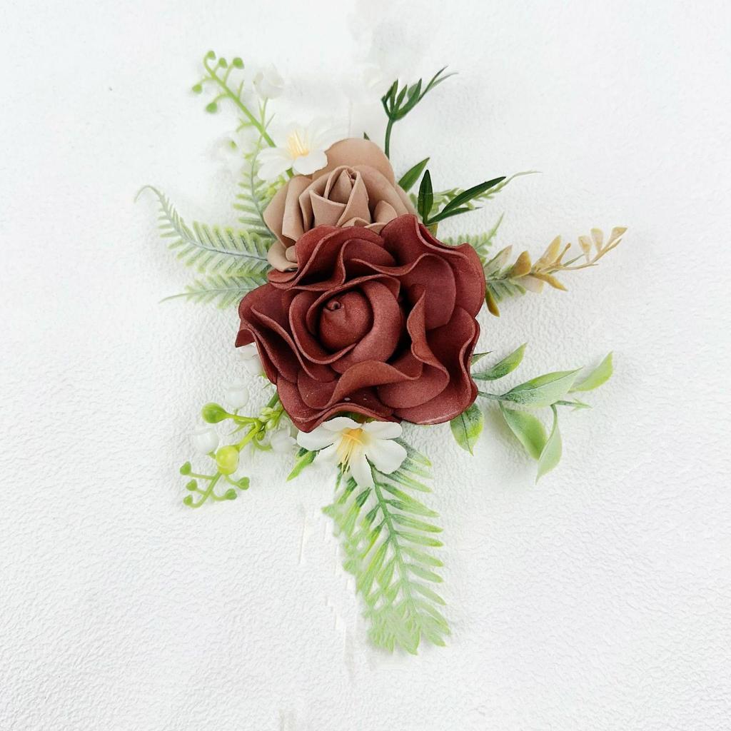 Wedding Corsage with PE Foam Flowers for Groomsmen, Bridesmaids, and Greeters