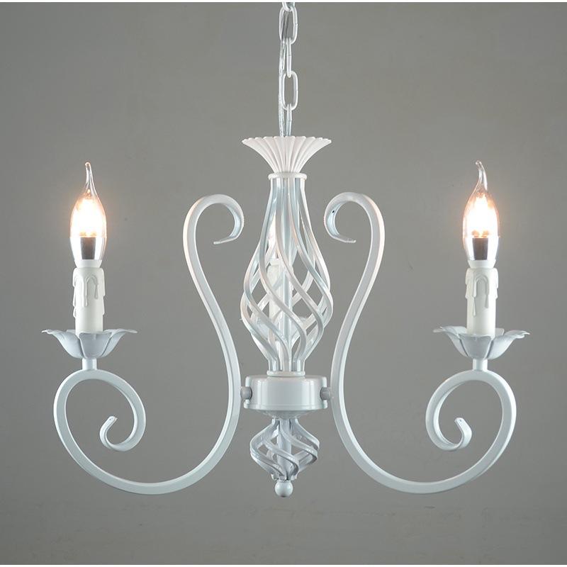 

Винтажная кованая люстра, свеча, подвесной светильник, светодиодный светильник для дома, современный светильник с люстрой 3 headlights белый