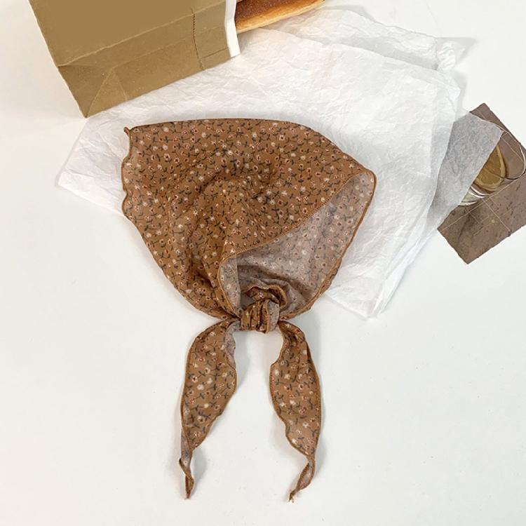 Popular Flower Patterned Head Wrap Breathable Bandana Scarf Thin Neck Cover Women Fashion Accessory Beach Vacation Wear