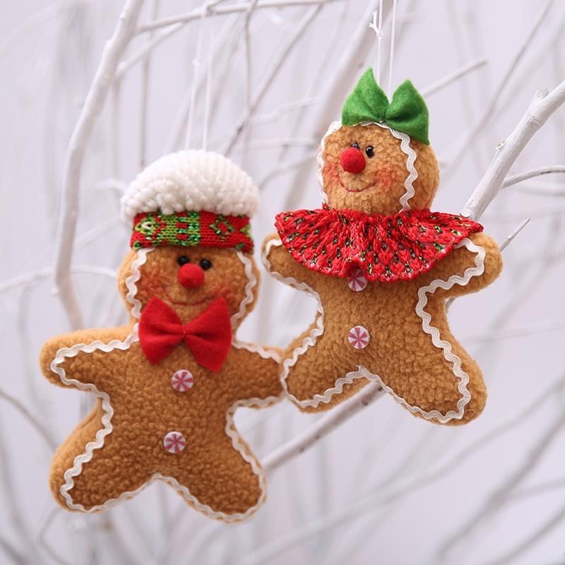 Adorable Brown Fabric Gingerbread Man Doll Festive Christmas Tree Ornament Decoration