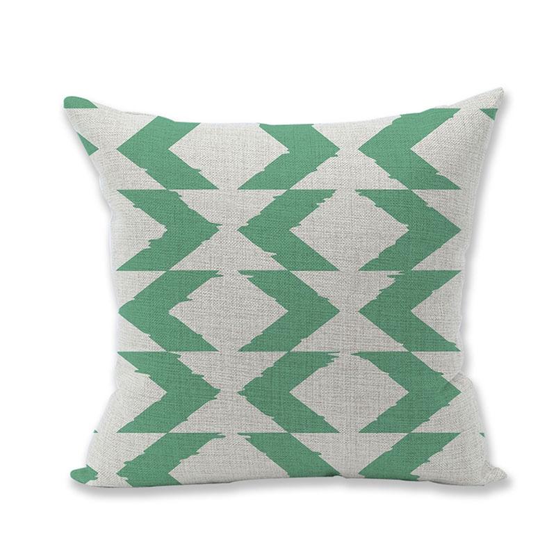 Premium Quality Green Geometry Cotton Linen Pillow Case For Versatile Home And Office Use