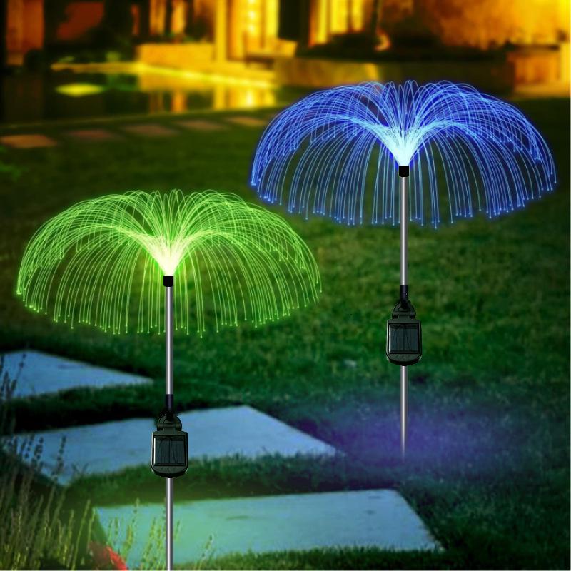 Solar LED Fiber Optic Jellyfish Lamp - Seven-Color Outdoor Double-Layer Courtyard Light