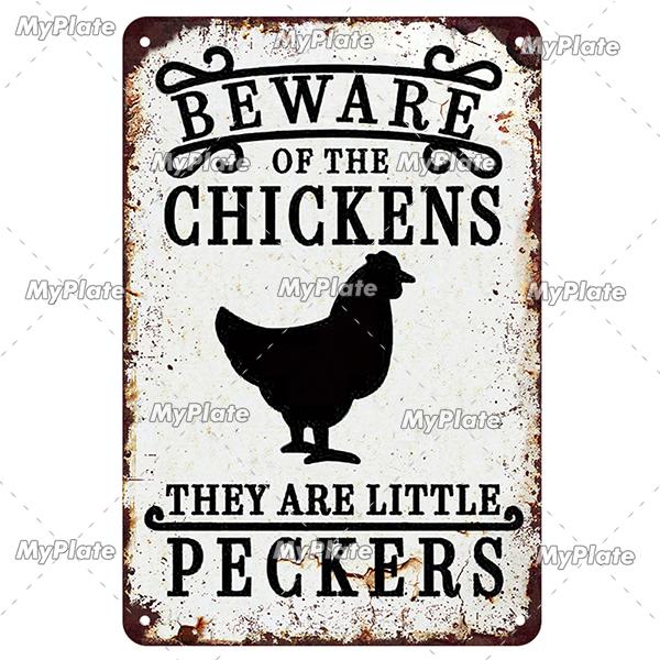 [MyPlate] Vintage Farm Chickens Retro Poster  Metal Sign Plate Tin Sign Wall Crafts Decor For Home Room Plaque Decoration Gift