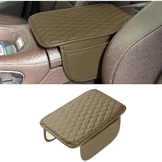 Car Armrest Box Cover Diamond Quilted Grade Leather Console Organizer Car With Side Storage Pocket Universal Vehicle Middle Console Cover, Most