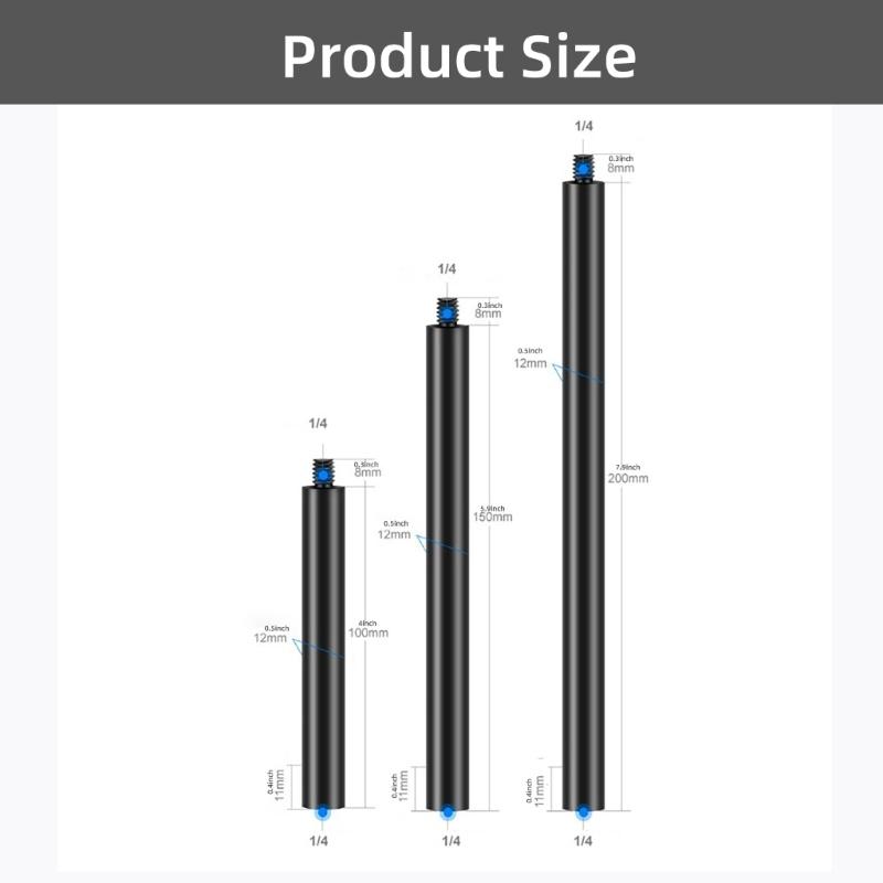 Lightweight Camera Extension Rod, Universal Metal Extender  with 1/4" Threaded for Tripods and Monopods Extender