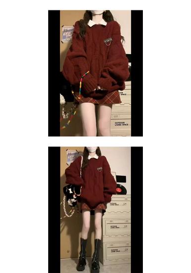 Original Quality Milky Fufu Cable Knit Sweater - Loose, Thick, and Stylish Inner Wear