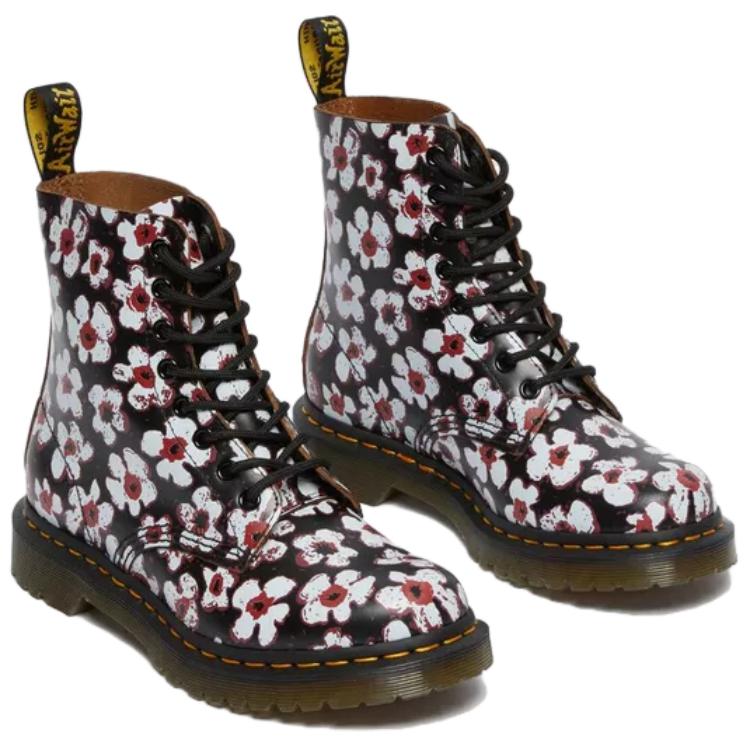 Dr. Martens 1460 Pascal Stivali Versatili alla Moda Donna Stivali Nero Bianco 26456002