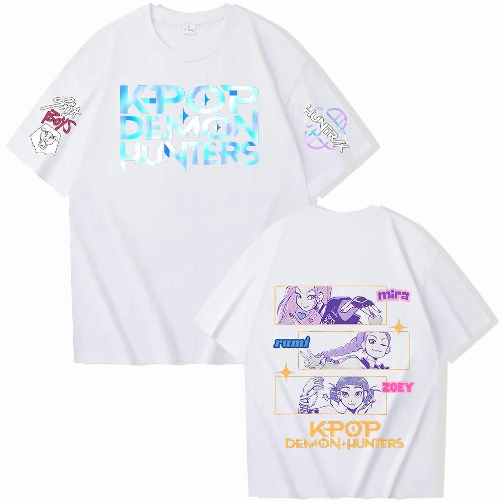 2025 Kpop Demon Hunters T-Shirts Unisex Harajuku O-Neck Short Sleeve Shirts Y2K Fashion Casual Loose T Shirt Oversized