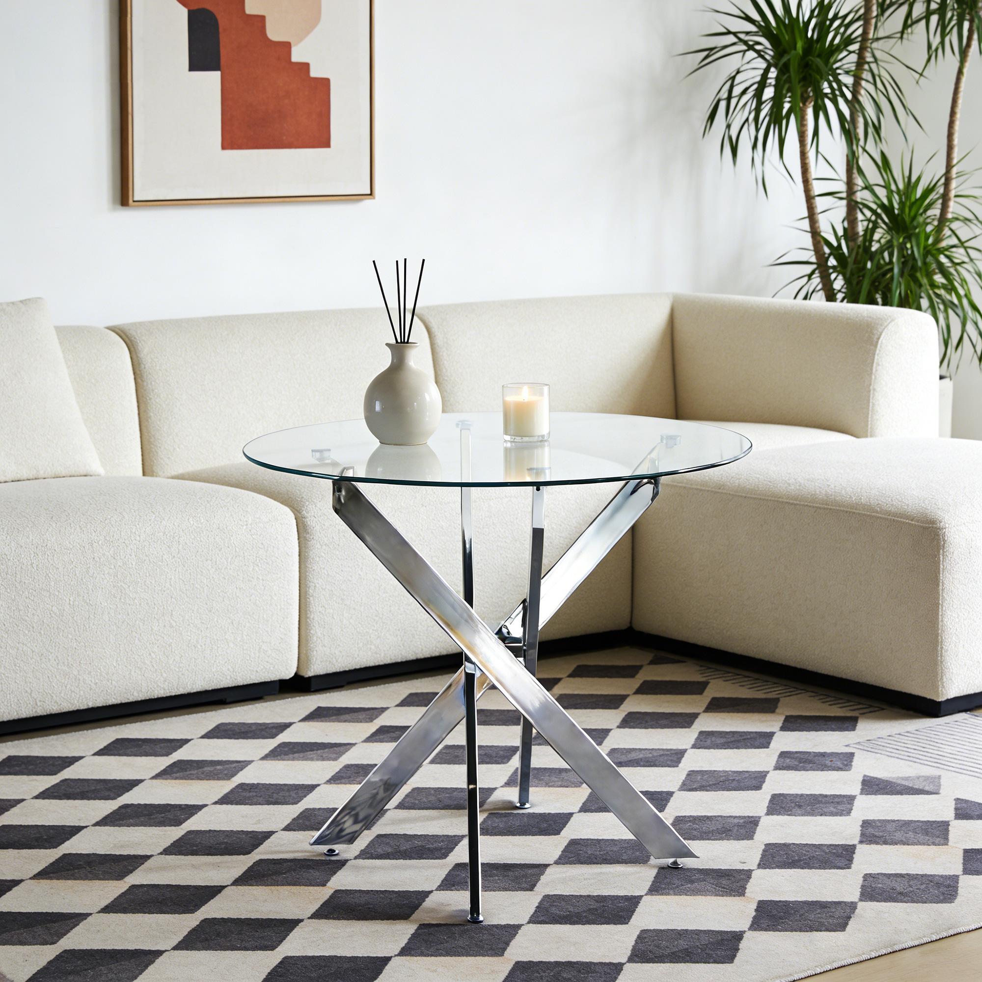 Dining Table with Cross Metal Leg