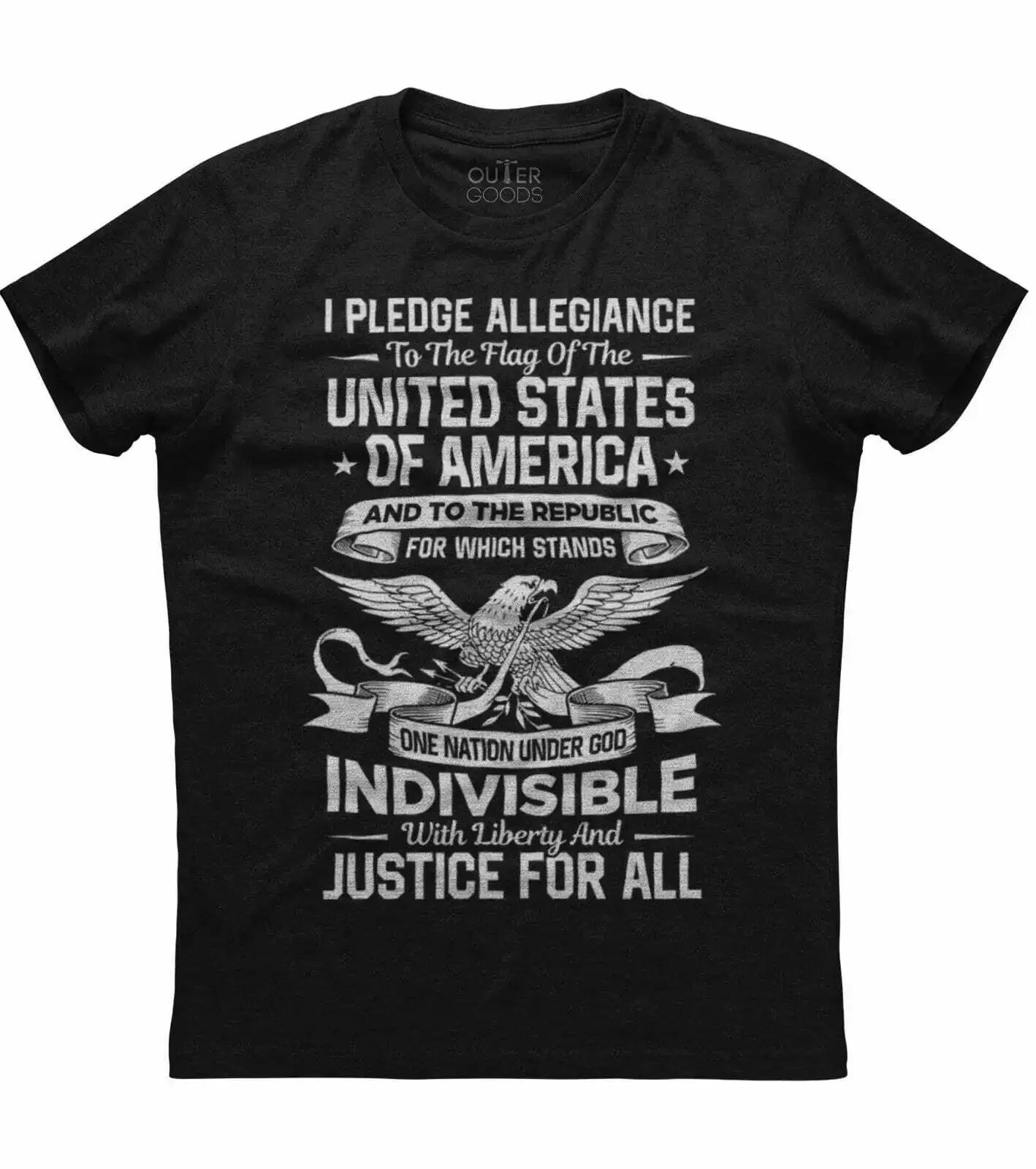 

I Pledge Allegiance To The Flag of United States of America Patriotic Phrase TShirt Cotton ONeck Short Sleeve Mens T Shirt S