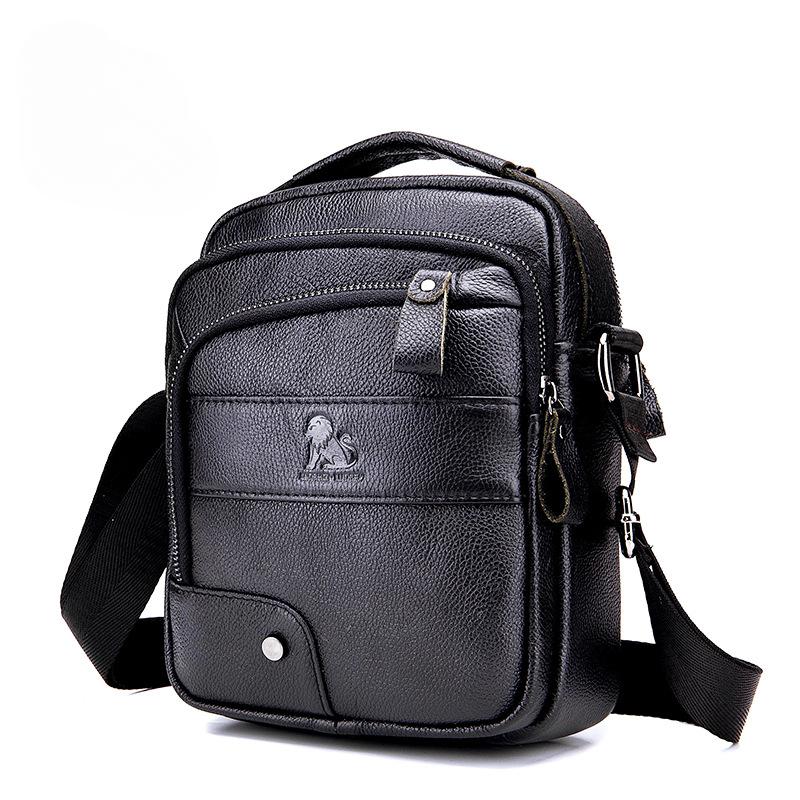 

Мужская сумка-мессенджер из натуральной кожи, маленькая сумка через плечо из натуральной кожи, мужская повседневная спортивная деловая сумка через плечо 18*7*22cm чёрный