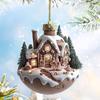 Christmas Tree Ornaments Cup House Shape Vintage Decorative Ornament Decor 2D Festive Acrylic Pendant for Hallway Bedroom