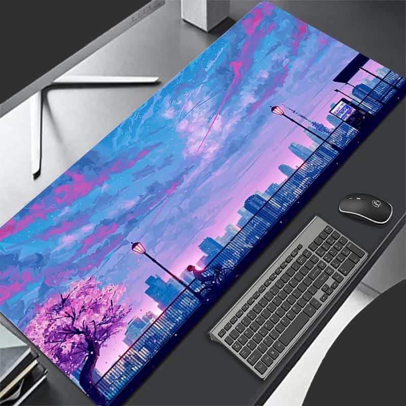 Large Gaming Mousepad XXL Keyboard Gamer Mouse Pad on The Table Speed Desk Mat Anime Beautiful Urban landscape Mouse Mats 800x300x2mm