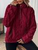 2025 Autumn/Winter European & American Lapel Jacquard Half-Zip Plush Pocket Short Sweatshirt