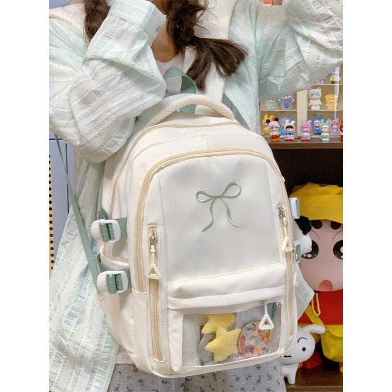 Wind High Value Versatile Girl Small Schoolbag Large Capacity Small Junior High School Student Embroidered Bow Backpack