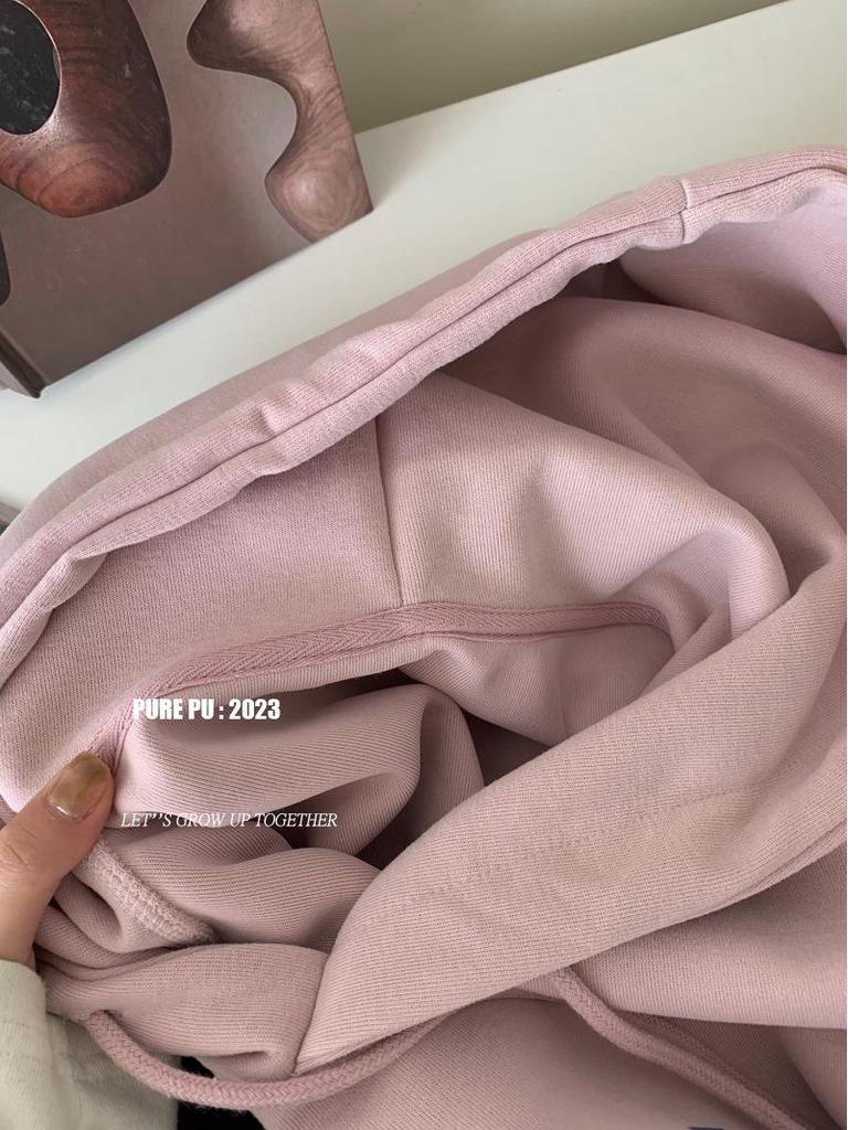 Women's Oversized Pink Letter Print Heavyweight Hoodie - Spring Loose Fit Long Sleeve Sweatshirt.