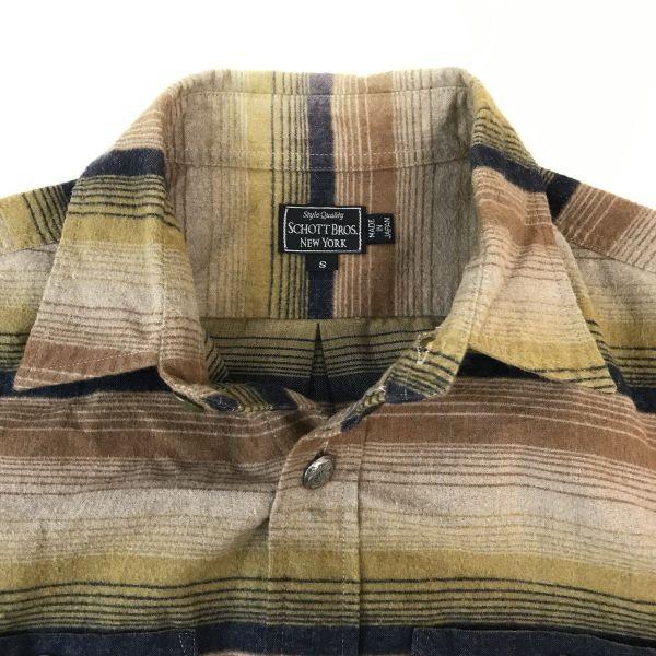 SCHOTT BROS NEW YORK by Ueno Shokai Made In Japan Long Sleeve Western Shirt Men’s Size S Border Brown(USED)