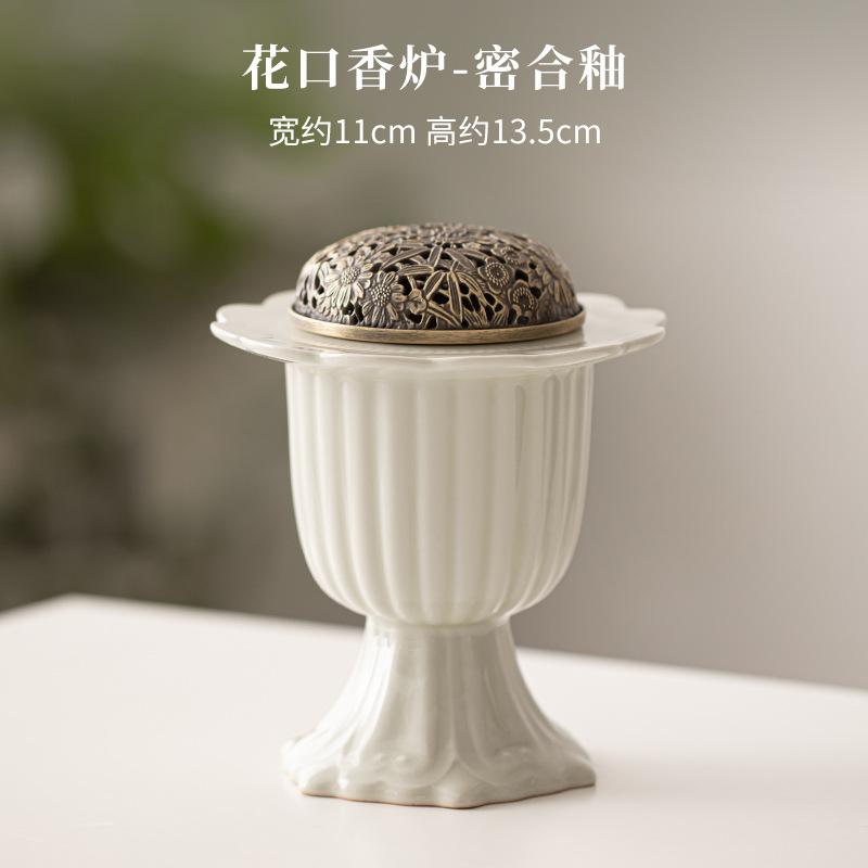 

Китайский селадоновый цветок курильница для благовоний в помещении с высокой ножкой сандаловое дерево агаровая печь ремесла кабинет чайный сервиз аксессуары