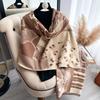 Luxury Thermal Cloak Cashmere Winter Women'S Scarf Gingko Leaf Shawl  Thick Cashmere Blanket Bufanda Travel Echarpe