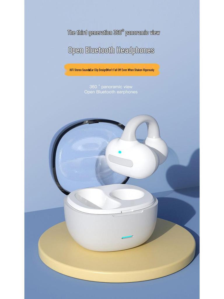 Wireless Bluetooth Earbuds, Non-In-Ear, Touch Control, Long Standby, Sport Ear Clip Style, Single Ear