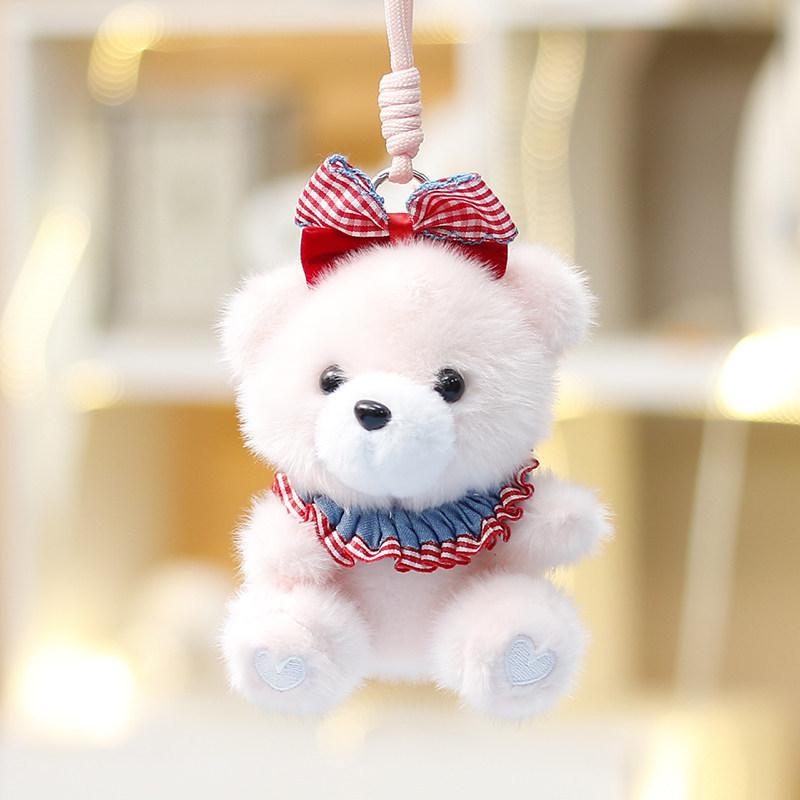 Plush Bear Keychain Cute Gift For Girls With Polyester Filling
