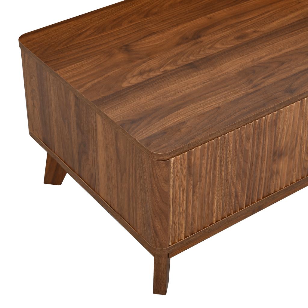 Coffee Table with Lift Function, Wave Look, Open Side Compartment, MDF Material, Modern Style