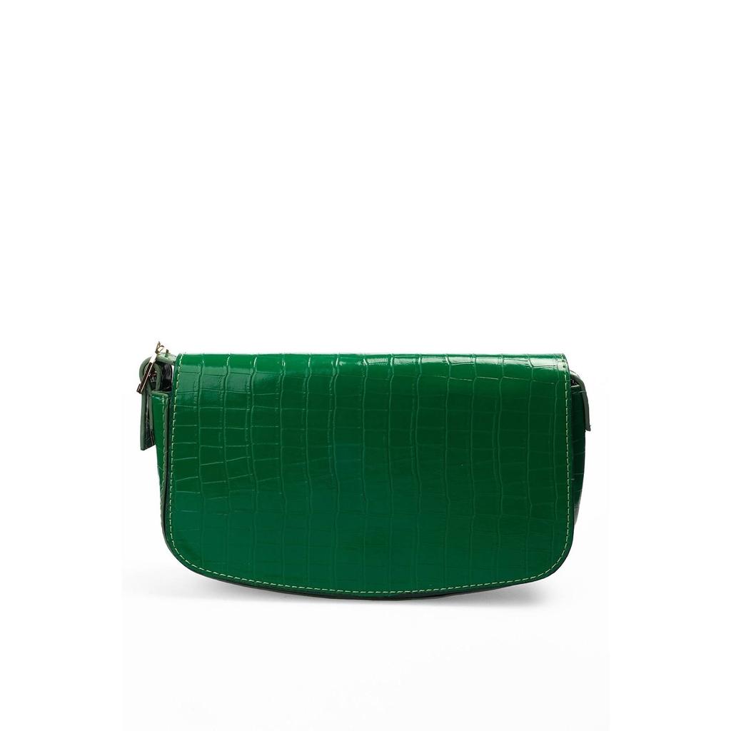 Stilvolle Damen-Schultertasche mit Krokodilmuster in Hellbraun