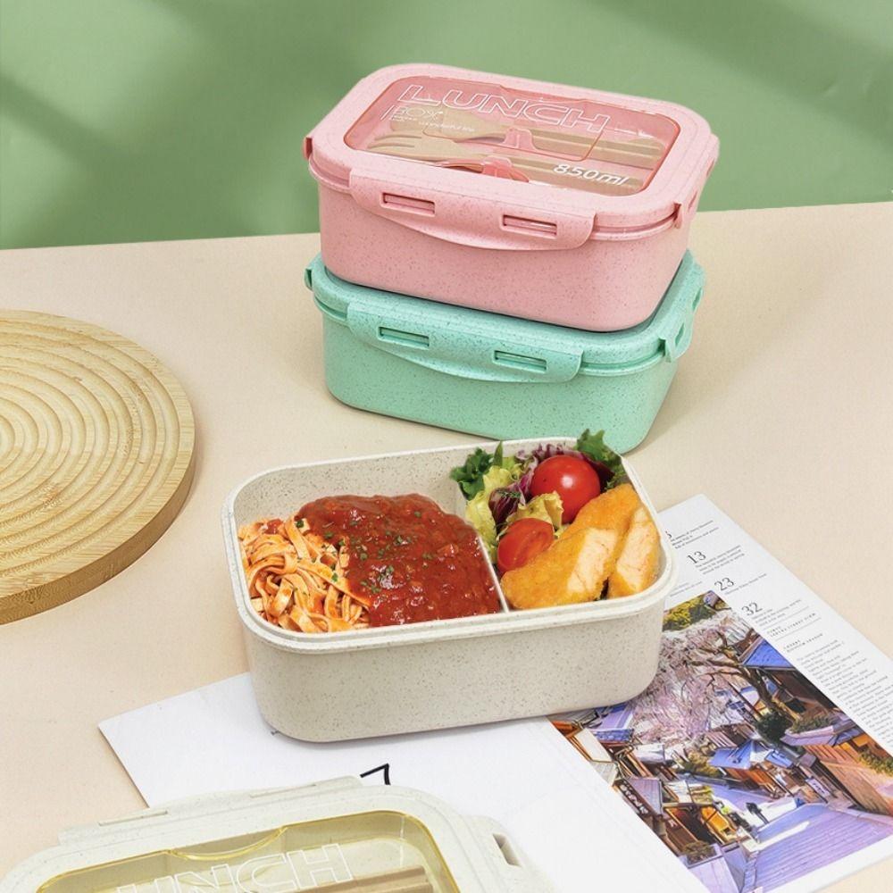 Portable Compartment Lunch Container Leakproof Wheat Straw Food Container for Kitchen