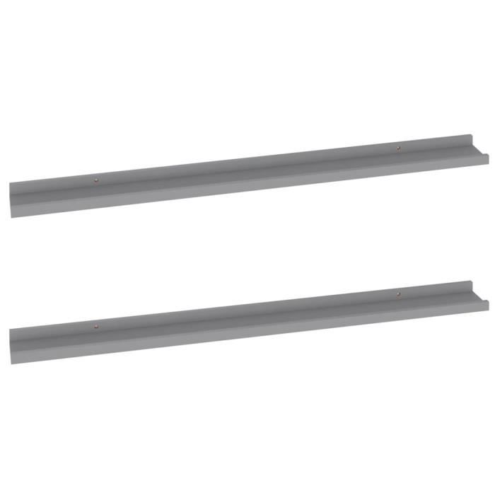 VidaXL Wall Shelves 2 Pcs Grey 100x9x3 Cm