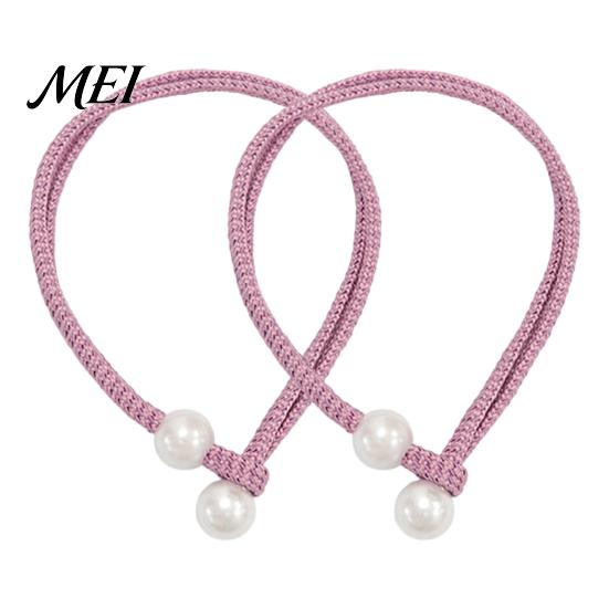 Curtain Tie 1 Pair Tiebacks for Drapes, Adjustable Rope Backs, Faux No Drill Buckles Pearls Cord Buckle Holder Home Hotel Office Window Drapery