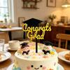 Big Graduation Cap Black And Gold Double-layer Congrats Grad Cake Decoration