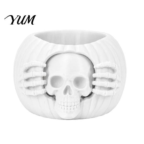 Decorative Pen Holder for Office Halloween Skull Pumpkin Holder, Gothic Pencil Cup, Spooky Autumn Desktop Decor Accessories Desk Organizer Party Home