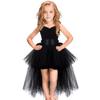 Black Girls Tutu Dress Tulle V-neck Train Child Evening Birthday Party Dress Kids Halloween Costume