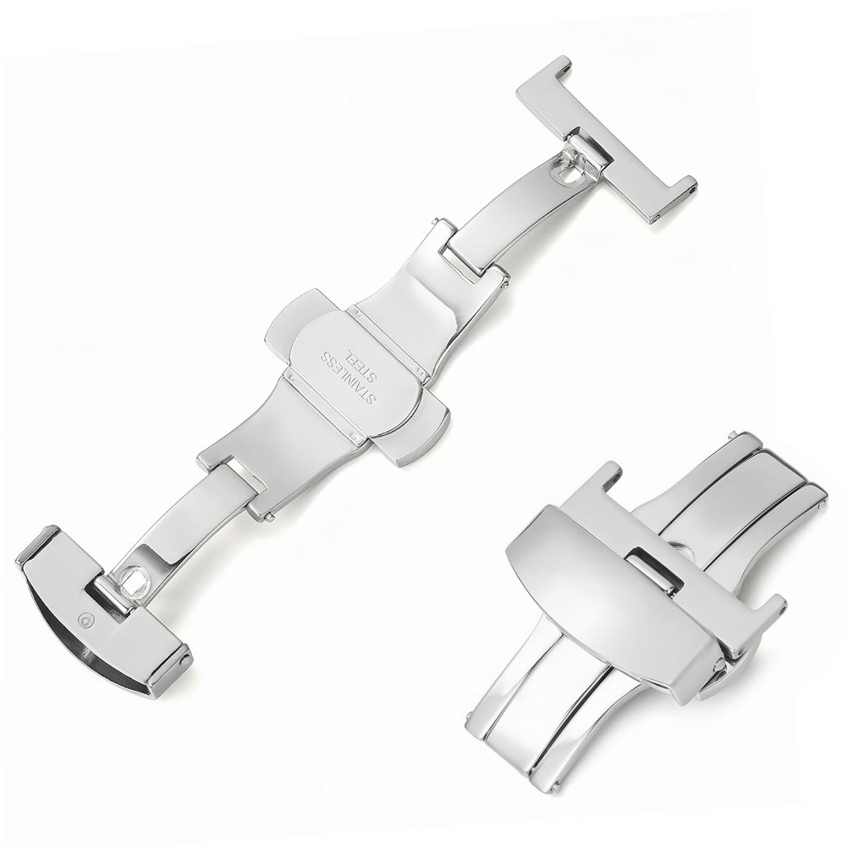 

Watchband Buckle Stainless Steel Watch Strap Butterfly Buckles Clasps 10-22mm Double Press Polished Button Watches Accessories 10mm срібний