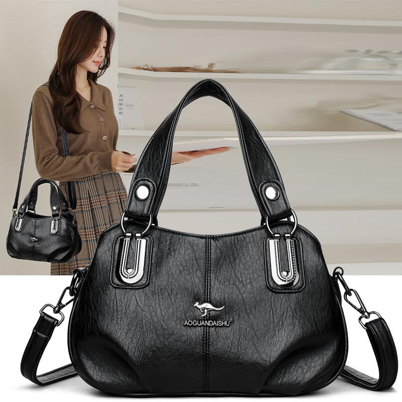 Women's Bags, European and American New Middle-aged Women's Handbags, Retro All-match Multi-layer Large-capacity One-shoulder Messenger Bag