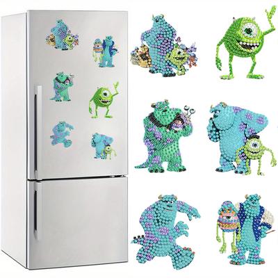 6Pcs Monster Series Diamond Art Fridge Magnet Diamond Painting Refrigerator Magnet DIY Fridge Stickers for Fridge Whiteboards