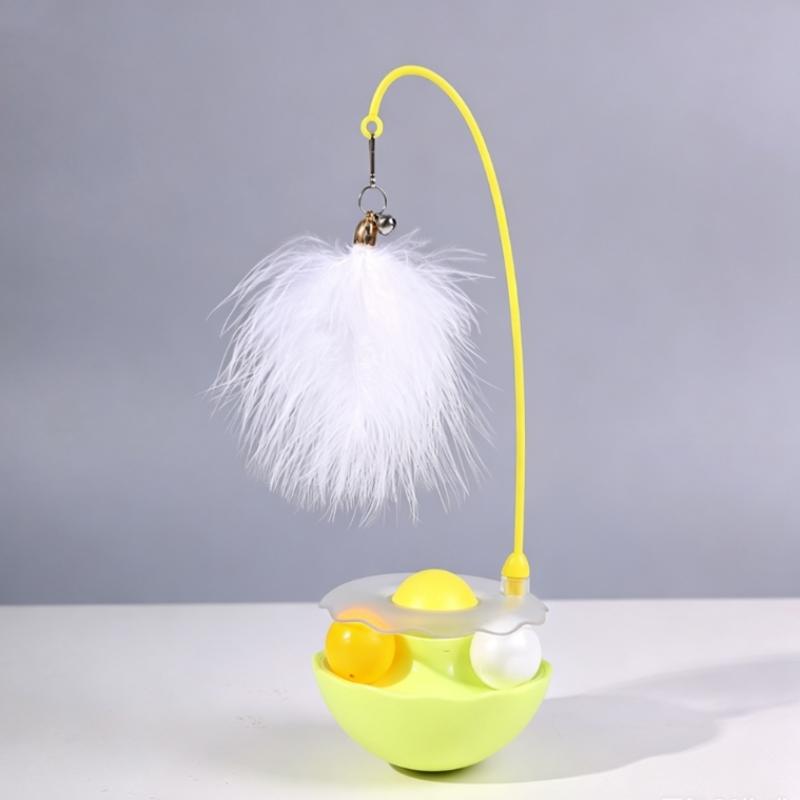 Cat Teaser Stick with Bell Removable Turntable Interactive Toy Easy to Clean for Indoor Kittens Pet Playtime Fun