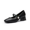 New Women Shoes Fashion Pumps Pearl Leather High Heels Shoes OL Mary Jane Dress Shoes