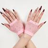 Fishnet Design Rhinestone Gloves Shiny Decor Short Gloves New Fingerless Gloves  Dance Performance