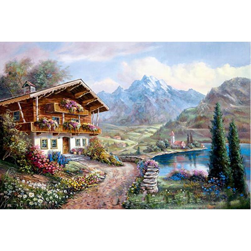 Pictură cu diamant 5D DIY Peisaj natural Mozaic Broderie Animale cu punct de cruce Decorare artizanală