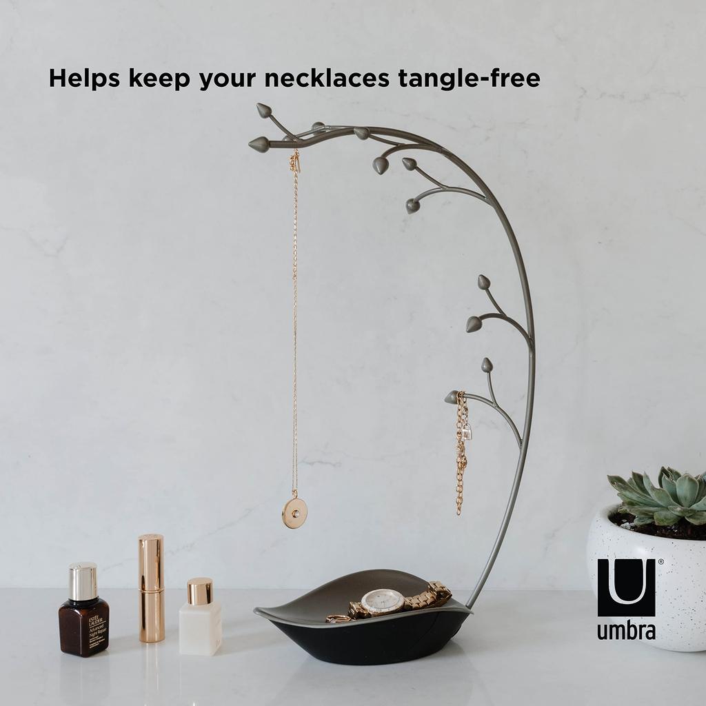 Umbra ORCHID Jewelry Tree, Gunmetal, Jewelry Storage, Stand, and Trinket Box